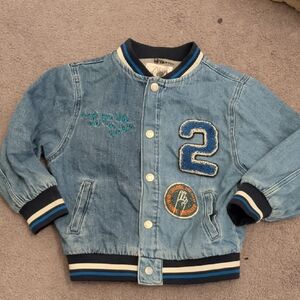 Zara Kids Blue Denim Jacket with Patches Size 4-5